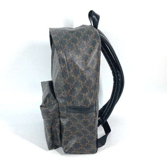 CELINE Backpack leather Brown Bag Triomphe Women Used Authentic