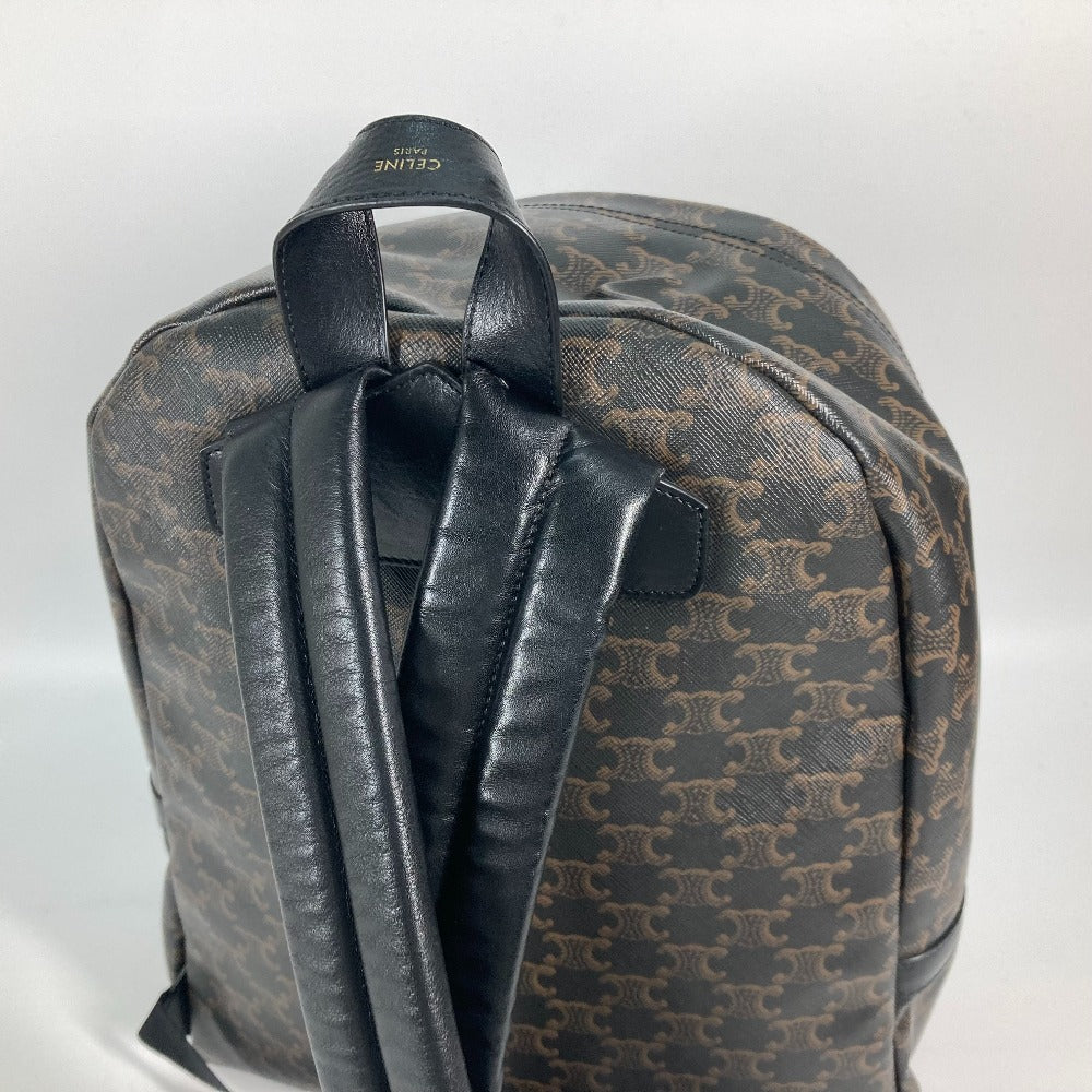 CELINE Backpack leather Brown Bag Triomphe Women Used Authentic