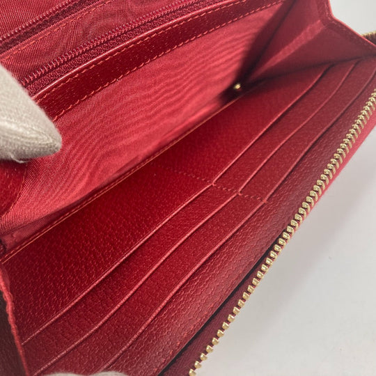 GUCCI Long Wallet Purse 524790 Canvas / leather Red Long wallet logo stripe Women Used Authentic