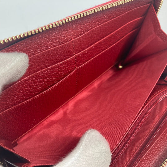 GUCCI Long Wallet Purse 524790 Canvas / leather Red Long wallet logo stripe Women Used Authentic
