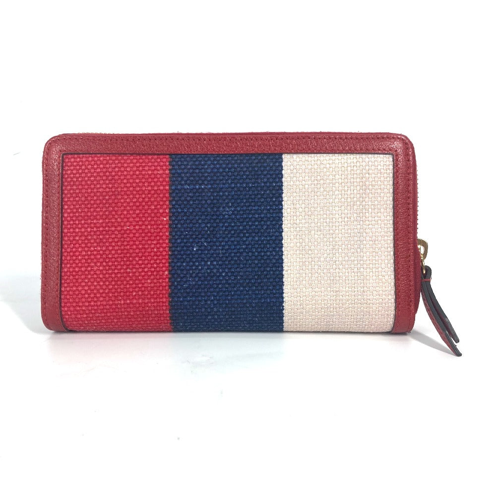 GUCCI Long Wallet Purse 524790 Canvas / leather Red Long wallet logo stripe Women Used Authentic