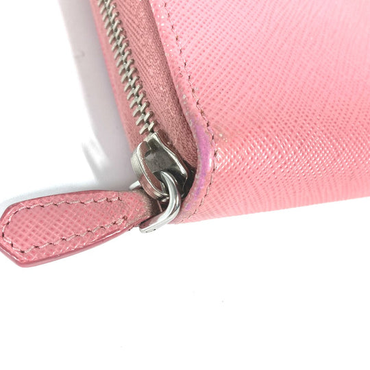 PRADA Long Wallet Purse saffiano leather pink Long wallet logo Women Used Authentic