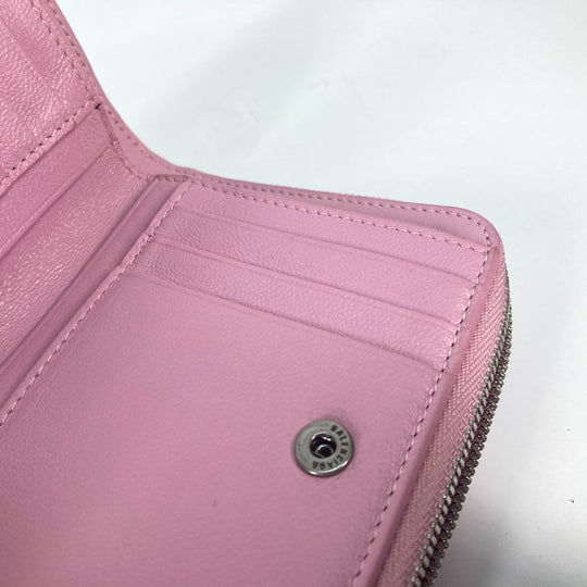 BALENCIAGA Folded wallet 674847 leather Light pink Compact wallet Compact zip Women Used Authentic
