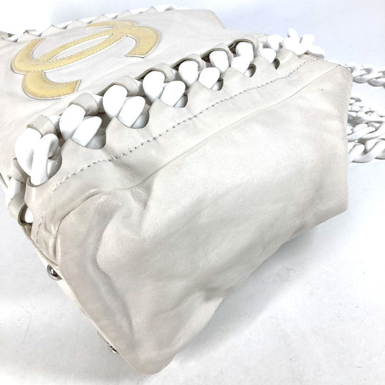 CHANEL Shoulder Bag leather white Shoulder Decacoco CC COCO Mark Women Used Authentic