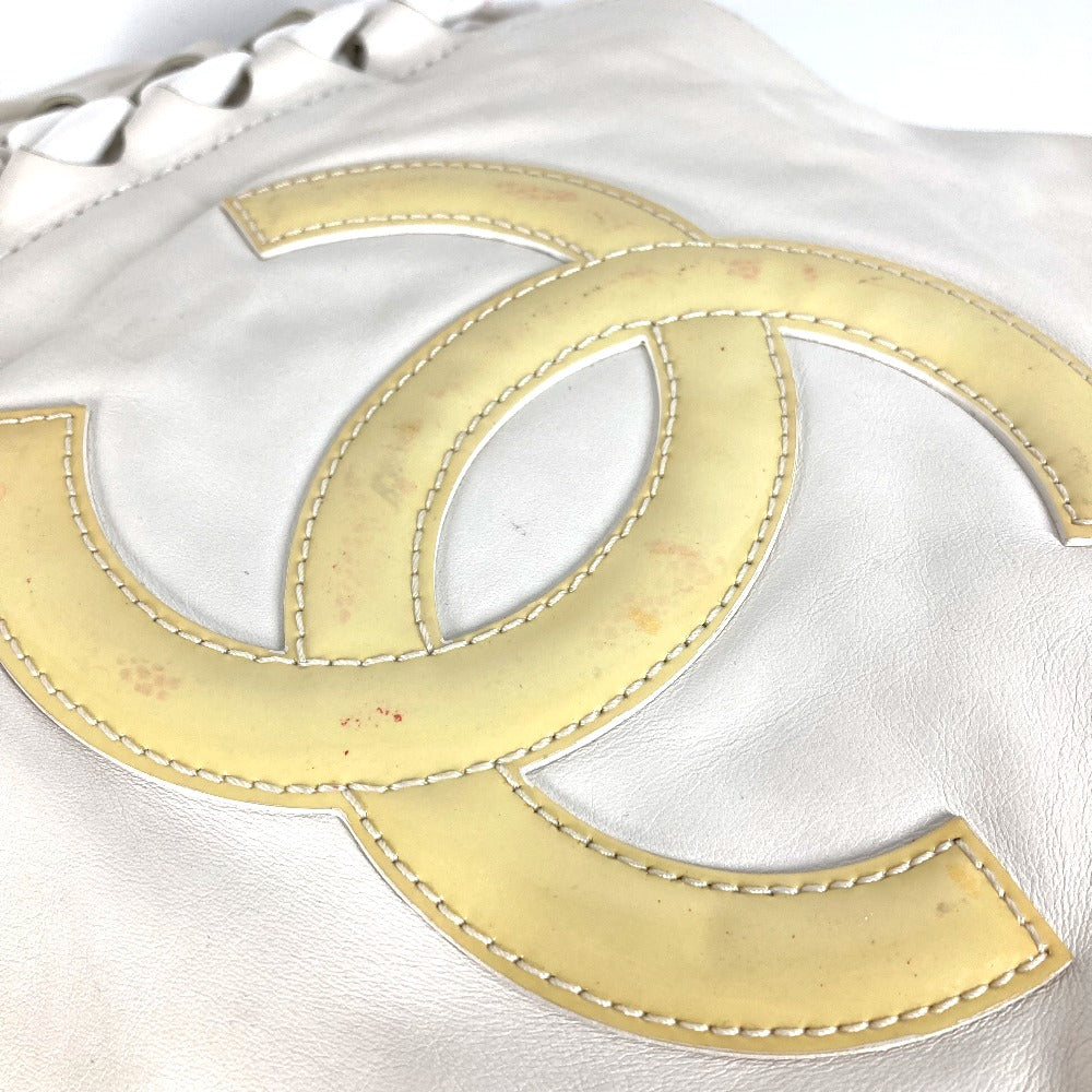 CHANEL Shoulder Bag leather white Shoulder Decacoco CC COCO Mark Women Used Authentic