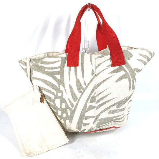 HERMES Shoulder Bag canvas beige With porch Pannier Platge Women Used Authentic