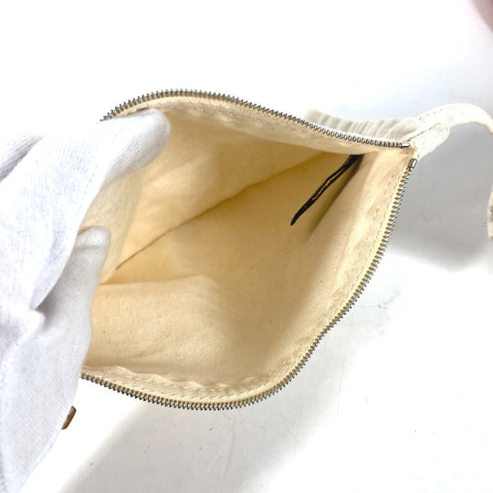 HERMES Shoulder Bag canvas beige With porch Pannier Platge Women Used Authentic