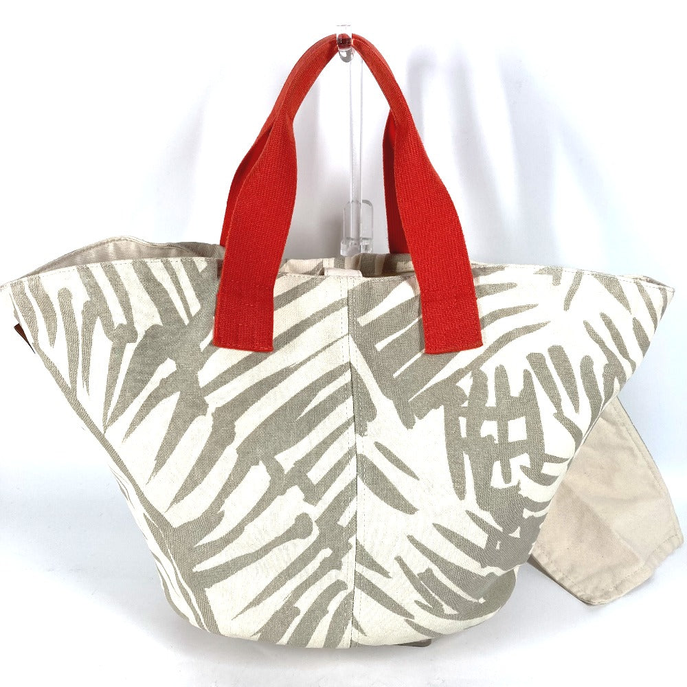 HERMES Shoulder Bag canvas beige With porch Pannier Platge Women Used Authentic