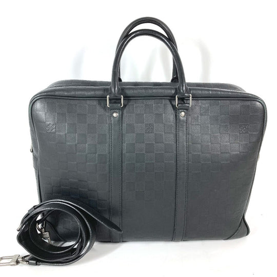 LOUIS VUITTON Handbag N41146 Damier Anfini Leather black Damier Anfini Porto Document Voyage