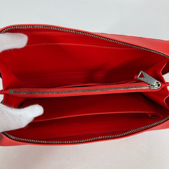 BOTTEGAVENETA Clutch bag 650524 leather Red Bag INTRECCIATO mens Used Authentic