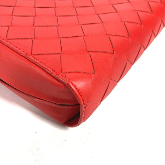 BOTTEGAVENETA Clutch bag 650524 leather Red Bag INTRECCIATO mens Used Authentic