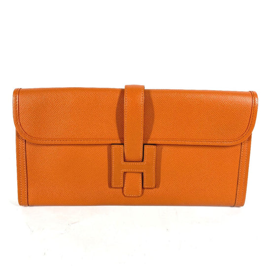 HERMES Clutch bag Epsom Orange Bag H logo Jige Elan 29 Women Used Authentic