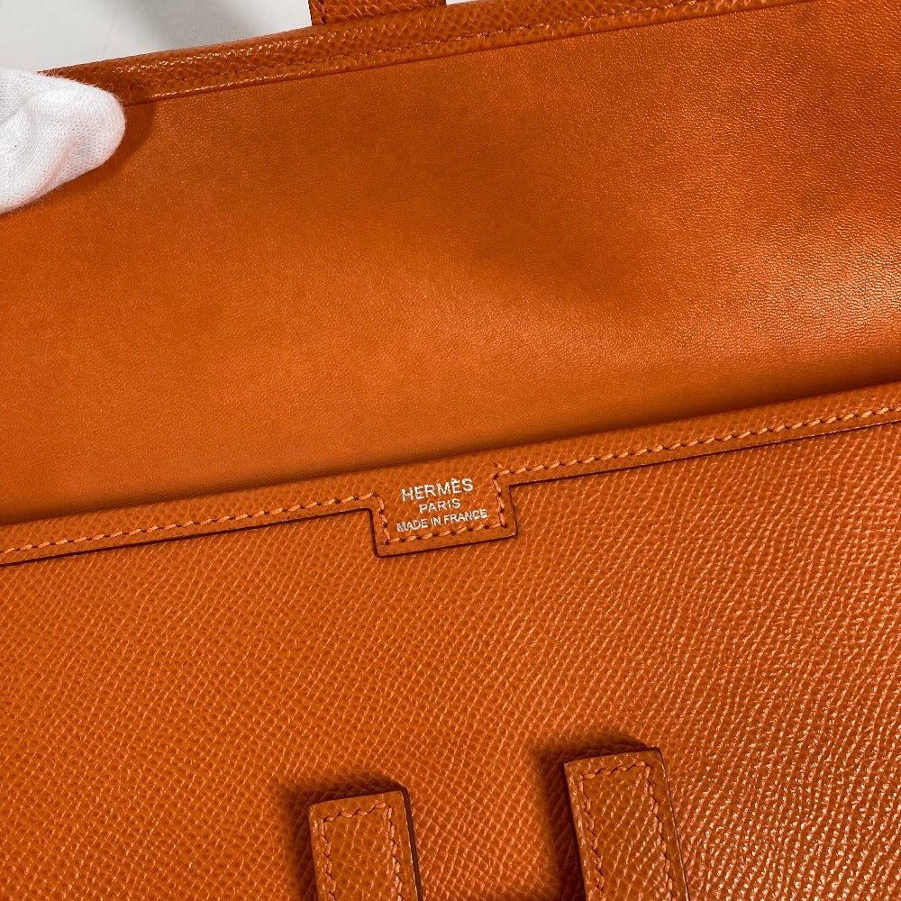 HERMES Clutch bag Epsom Orange Bag H logo Jige Elan 29 Women Used Authentic