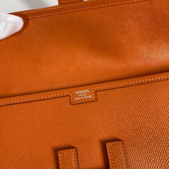HERMES Clutch bag Epsom Orange Bag H logo Jige Elan 29 Women Used Authentic