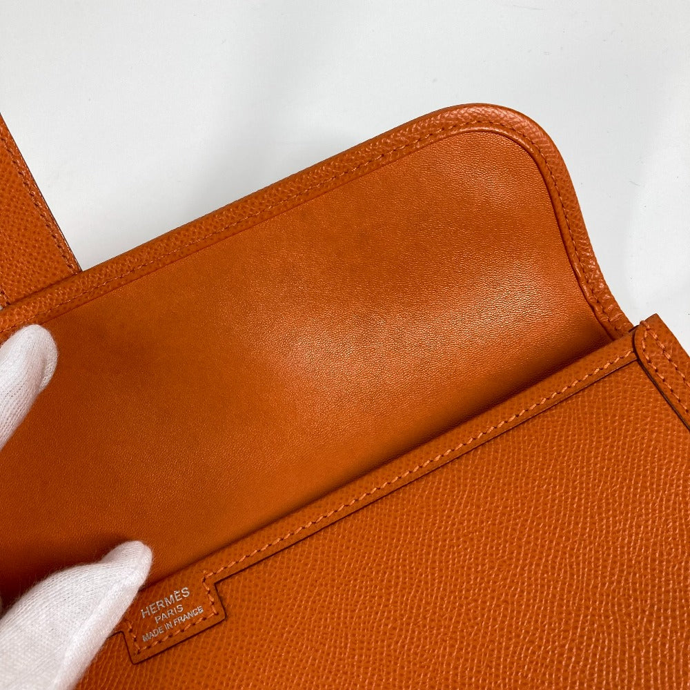 HERMES Clutch bag Epsom Orange Bag H logo Jige Elan 29 Women Used Authentic