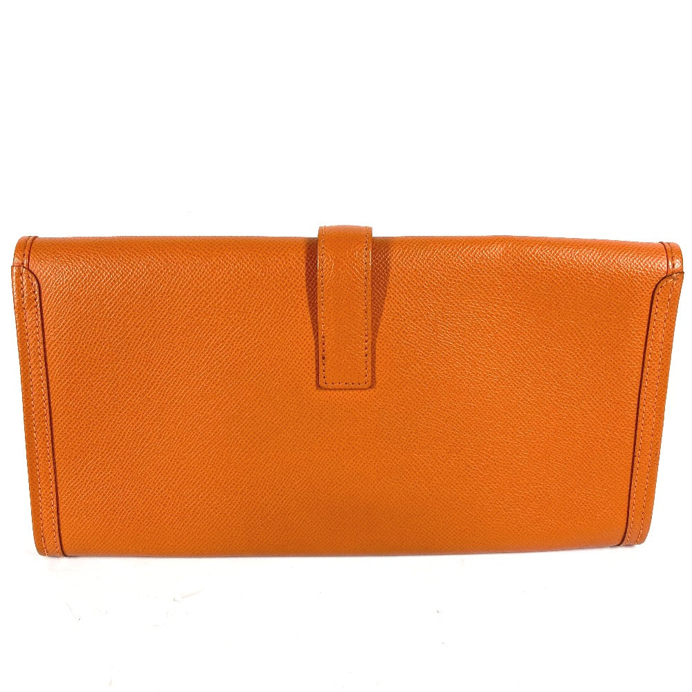 HERMES Clutch bag Epsom Orange Bag H logo Jige Elan 29 Women Used Authentic