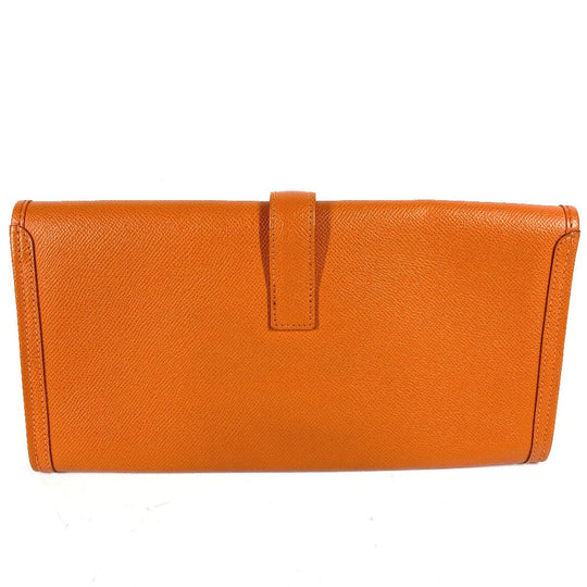 HERMES Clutch bag Epsom Orange Bag H logo Jige Elan 29 Women Used Authentic