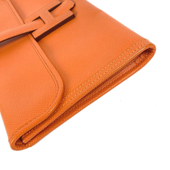 HERMES Clutch bag Epsom Orange Bag H logo Jige Elan 29 Women Used Authentic