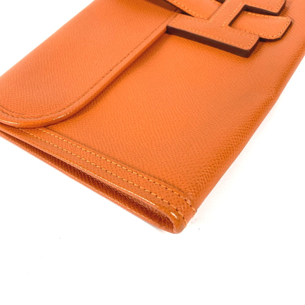 HERMES Clutch bag Epsom Orange Bag H logo Jige Elan 29 Women Used Authentic