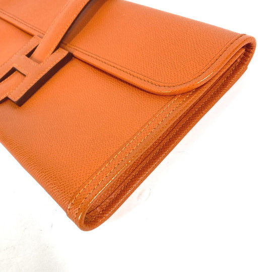 HERMES Clutch bag Epsom Orange Bag H logo Jige Elan 29 Women Used Authentic