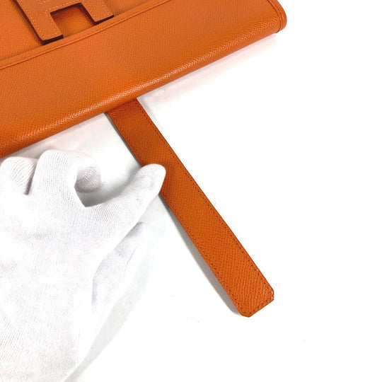 HERMES Clutch bag Epsom Orange Bag H logo Jige Elan 29 Women Used Authentic
