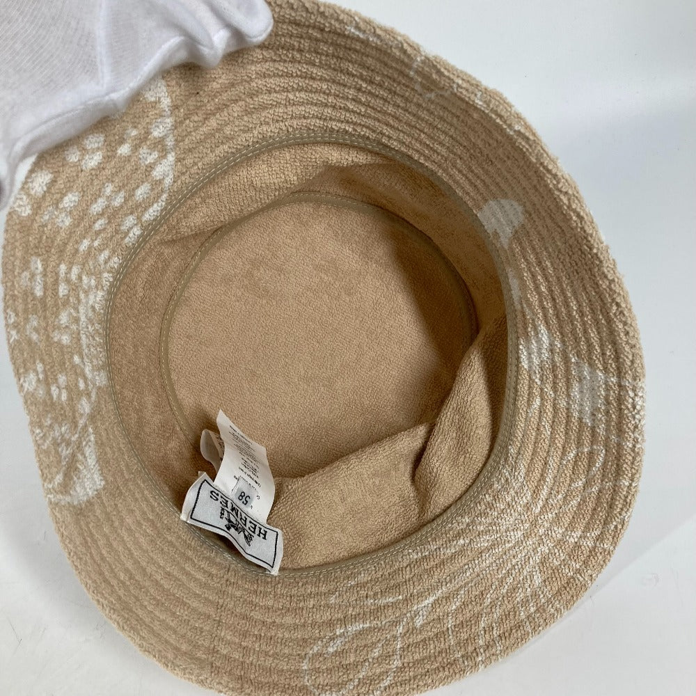 HERMES hat H231001N cotton beige pile Hat Gene bucket hat Women 58 Used Authentic