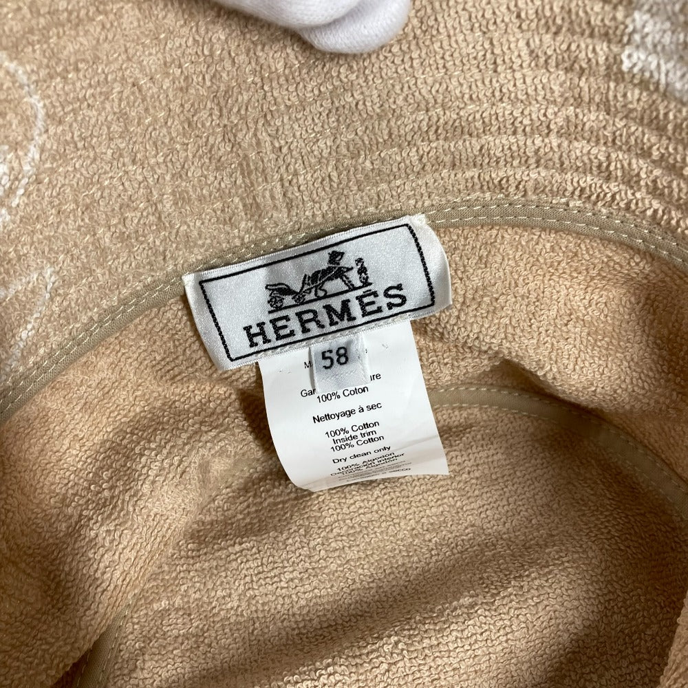 HERMES hat H231001N cotton beige pile Hat Gene bucket hat Women 58 Used Authentic