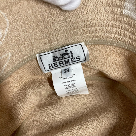 HERMES hat H231001N cotton beige pile Hat Gene bucket hat Women 58 Used Authentic