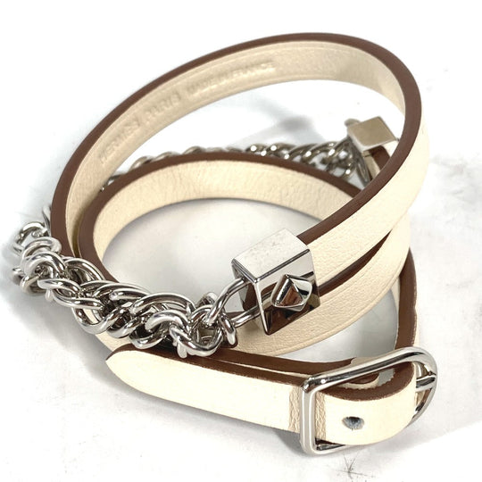 HERMES bracelet Swift white Accessories Gourmet Esketre Triple Tour Women T2 Used Authentic