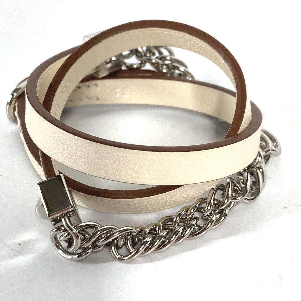 HERMES bracelet Swift white Accessories Gourmet Esketre Triple Tour Women T2 Used Authentic