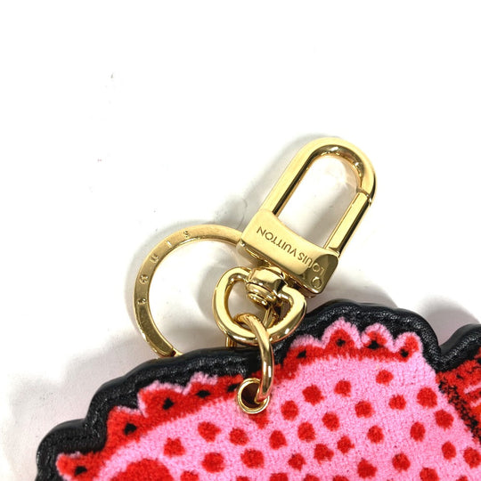 LOUIS VUITTON key ring M01133 leather pink LVxYK Yayoi Kusama collaboration dot polka dot Porto Cle Face Fish Women Used Authentic