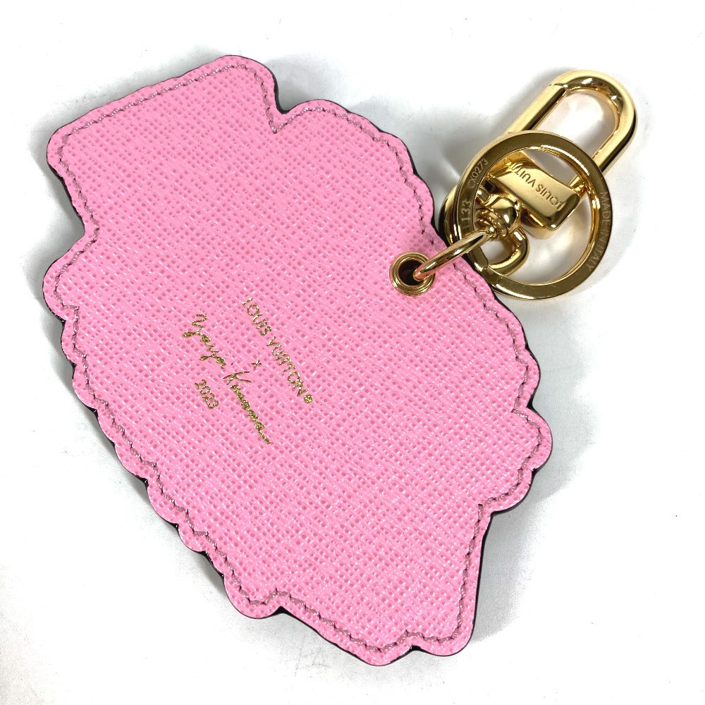 LOUIS VUITTON key ring M01133 leather pink LVxYK Yayoi Kusama collaboration dot polka dot Porto Cle Face Fish Women Used Authentic