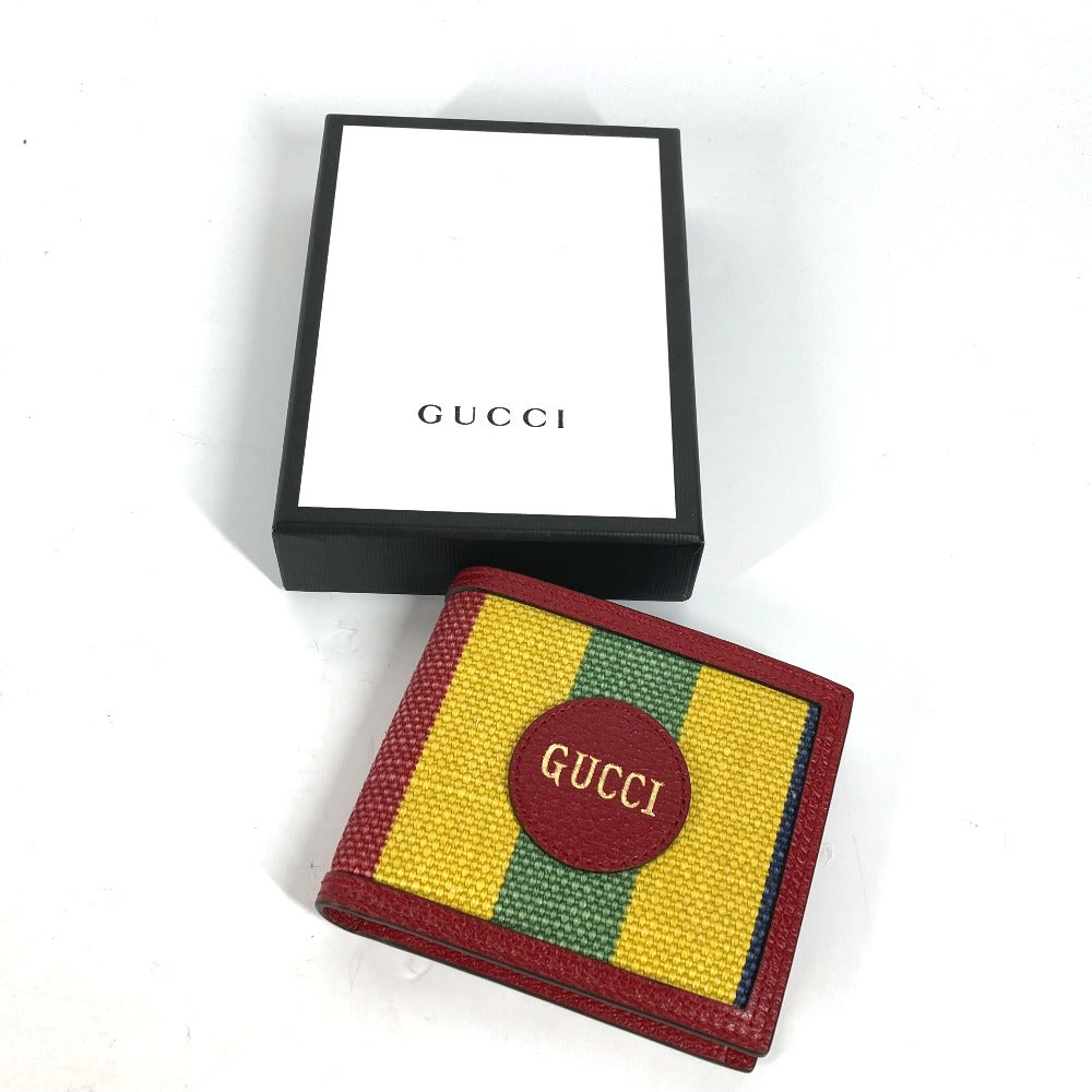 GUCCI Folded wallet 625601 Leather / canvas Red logo stripe