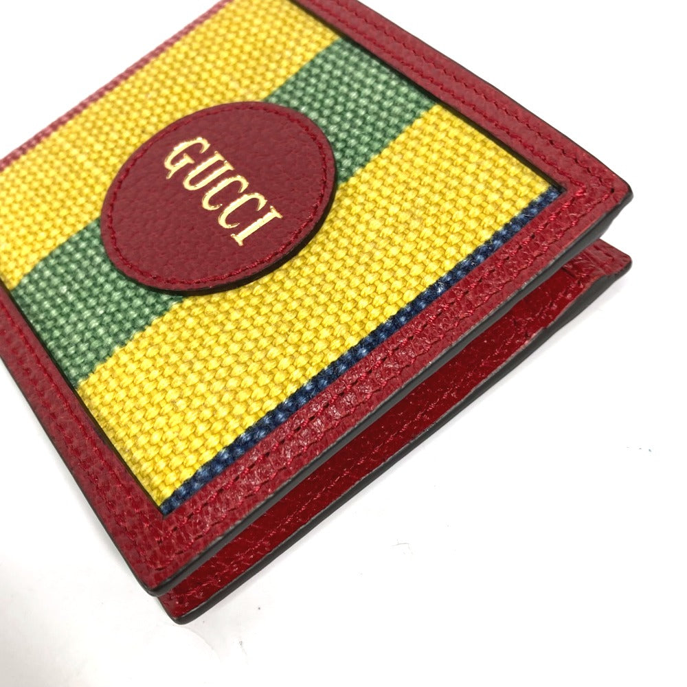 GUCCI Folded wallet 625601 Leather / canvas Red logo stripe