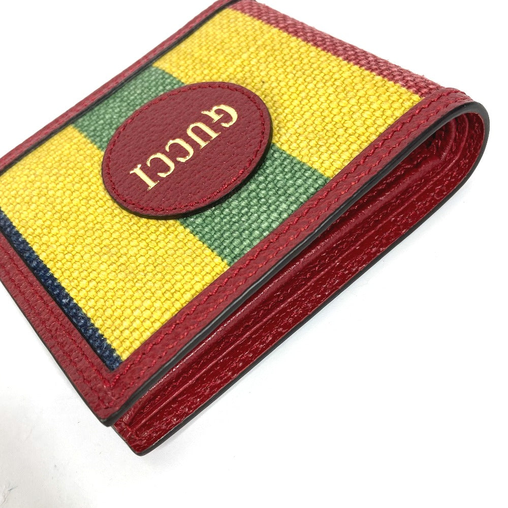 GUCCI Folded wallet 625601 Leather / canvas Red logo stripe