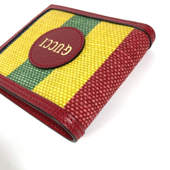 GUCCI Folded wallet 625601 Leather / canvas Red logo stripe