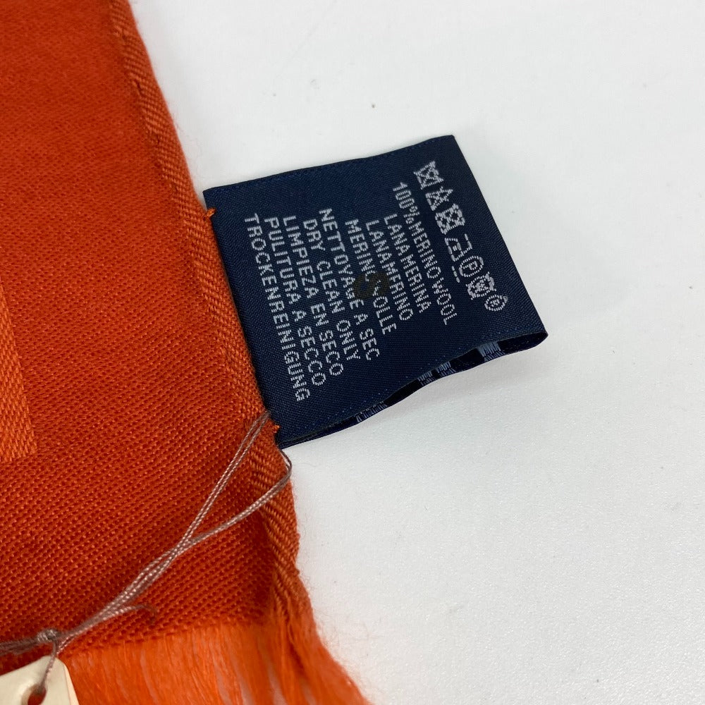 HERMES Stall wool Orange Horse pattern Cheval Large format Women Used Authentic