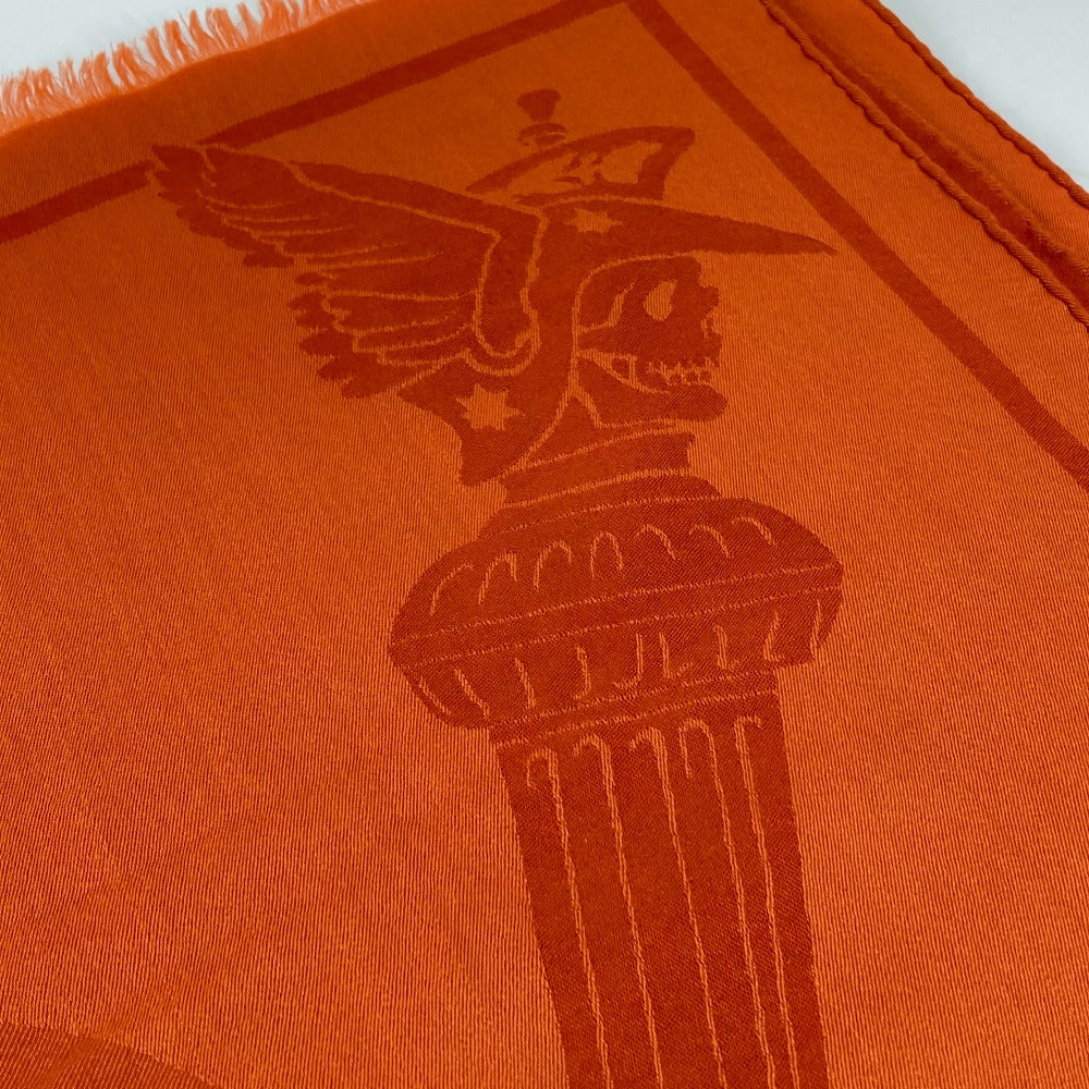 HERMES Stall wool Orange Horse pattern Cheval Large format Women Used Authentic