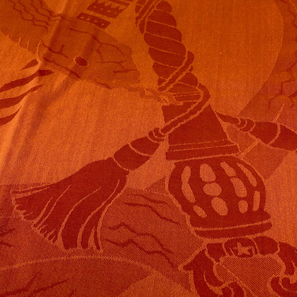 HERMES Stall wool Orange Horse pattern Cheval Large format Women Used Authentic