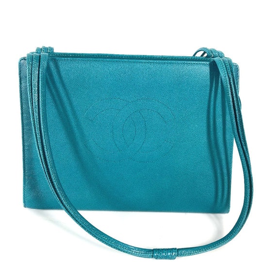 CHANEL Shoulder Bag Caviar skin Green type Bag Tote Bag CC COCO Mark Women Used Authentic