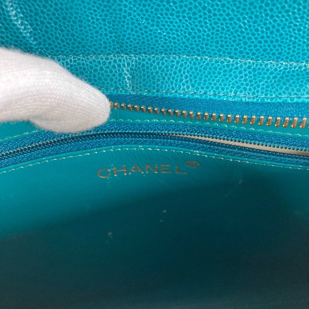 CHANEL Shoulder Bag Caviar skin Green type Bag Tote Bag CC COCO Mark Women Used Authentic