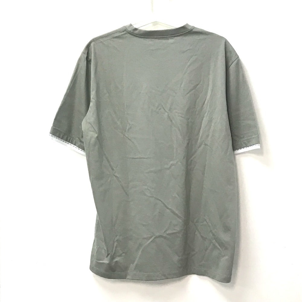 HERMES Short sleeve T-shirt cotton khaki stitch short sleeve T-shirt Line stitch mens M Used Authentic