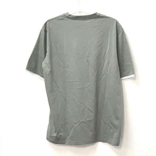 HERMES Short sleeve T-shirt cotton khaki stitch short sleeve T-shirt Line stitch mens M Used Authentic