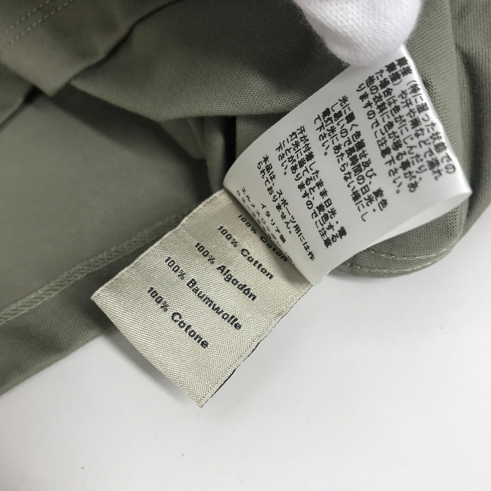 HERMES Short sleeve T-shirt cotton khaki stitch short sleeve T-shirt Line stitch mens M Used Authentic