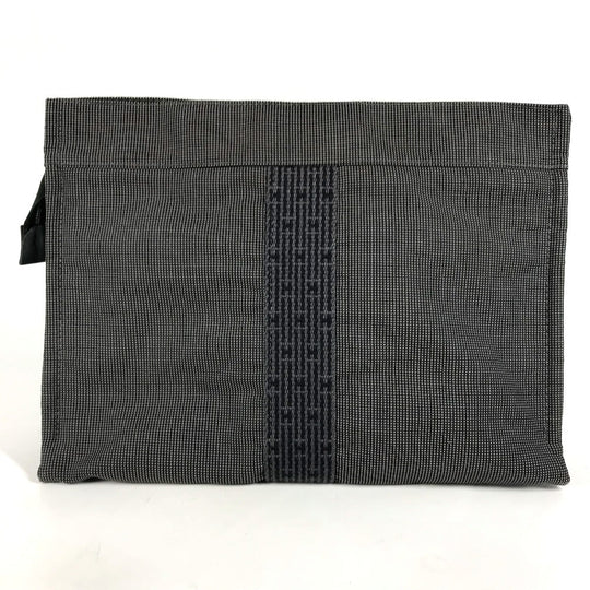HERMES Pouch canvas gray Her Line Pouch MM unisex(Unisex) Used Authentic