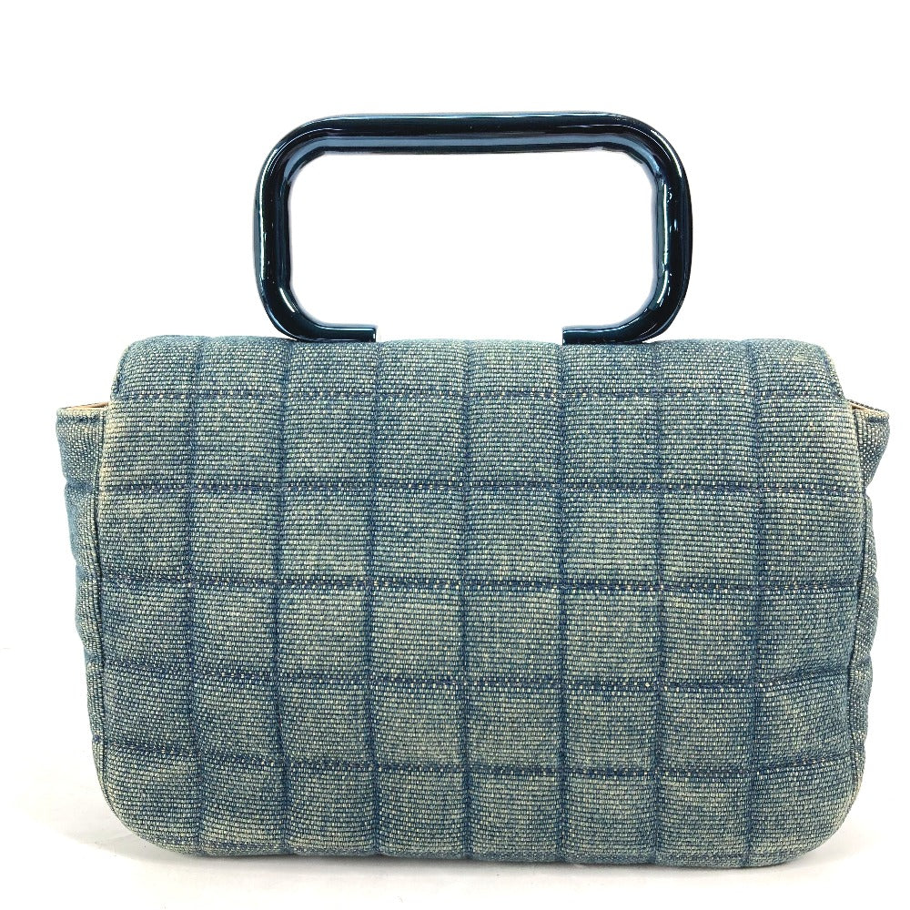 CHANEL Handbag denim blue Metallic Handle Chocolate bar 2.55 fittings Women Used Authentic