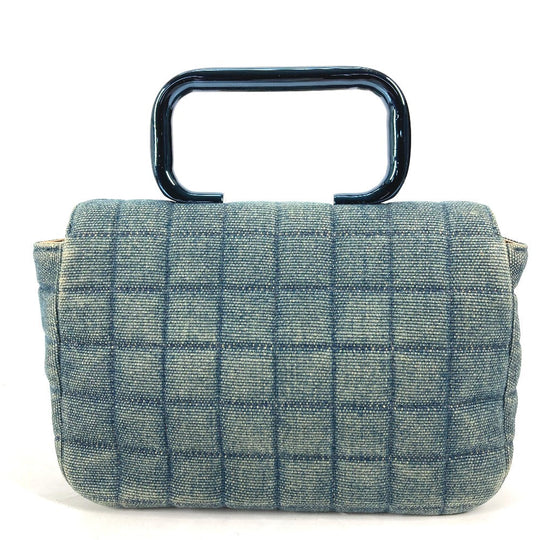 CHANEL Handbag denim blue Metallic Handle Chocolate bar 2.55 fittings Women Used Authentic
