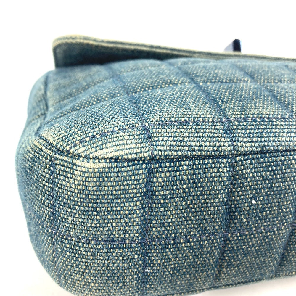 CHANEL Handbag denim blue Metallic Handle Chocolate bar 2.55 fittings Women Used Authentic