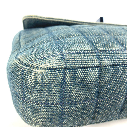 CHANEL Handbag denim blue Metallic Handle Chocolate bar 2.55 fittings Women Used Authentic