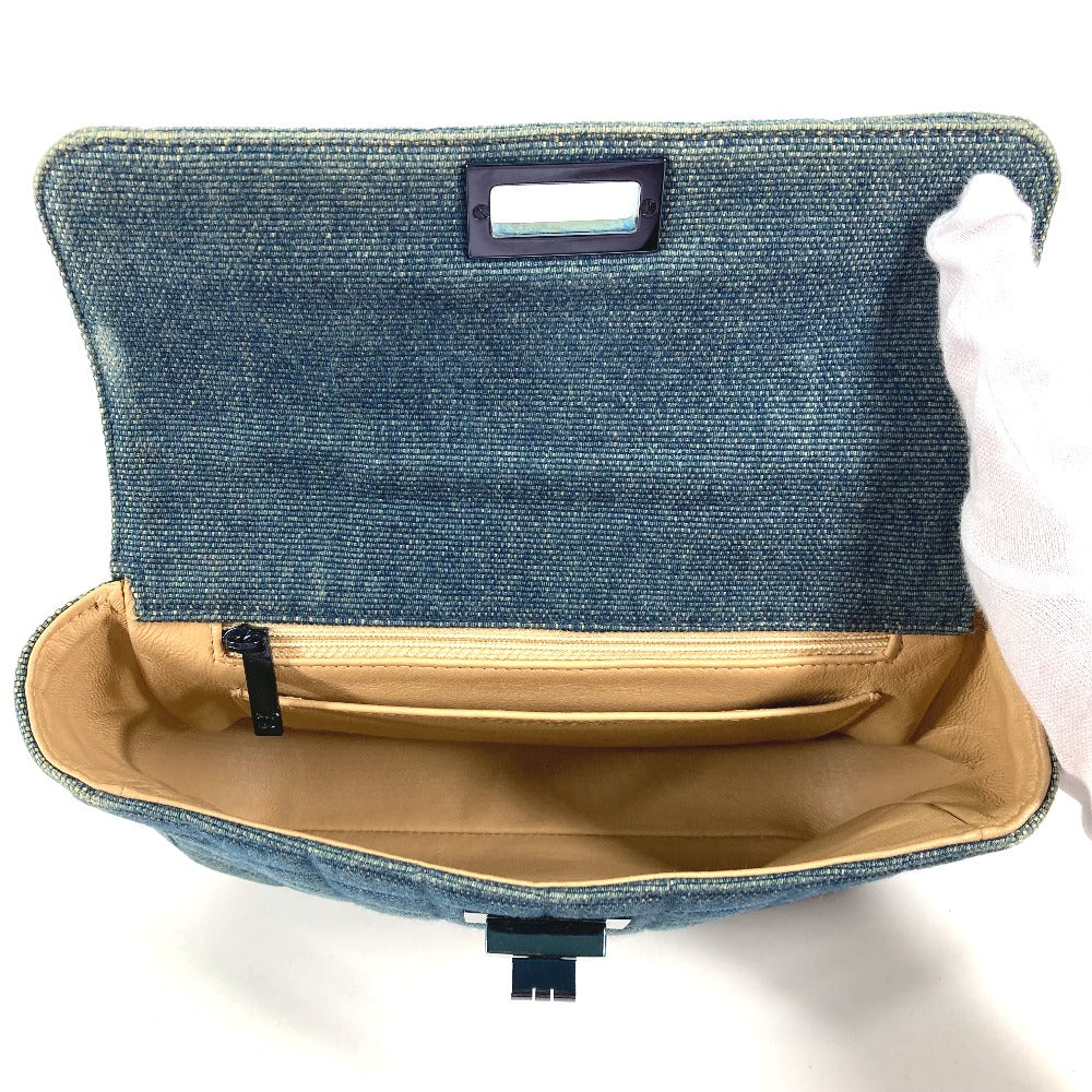 CHANEL Handbag denim blue Metallic Handle Chocolate bar 2.55 fittings Women Used Authentic